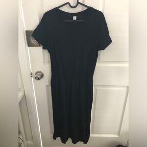 Old Navy Cotton Jersey T-Shirt Dress Long Maxi Above Ankle Length Black Medium